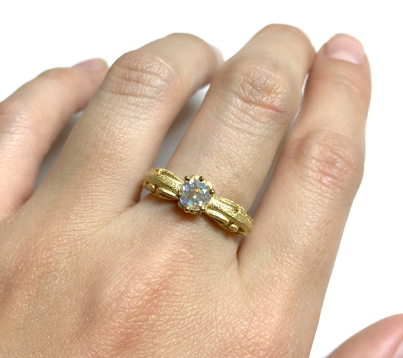 foliage scroll heart ring / moonstone (gold plating) 第10張的照片