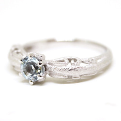 foliage scroll heart ring /blue topaz (rhodium plating) 6枚目の画像