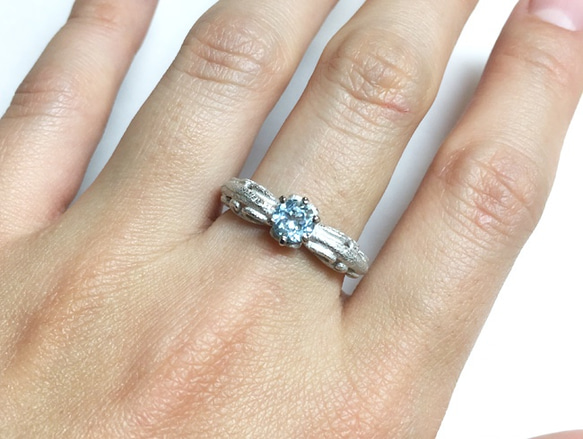 foliage scroll heart ring /blue topaz (rhodium plating) 8枚目の画像