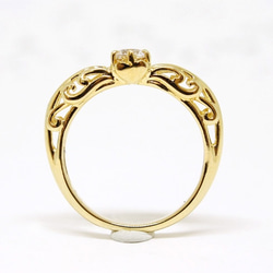 foliage scroll heart ring / white topaz (gold plating)　4mm 第4張的照片