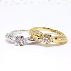 foliage scroll heart ring / white topaz (gold plating)　4mm 第9張的照片