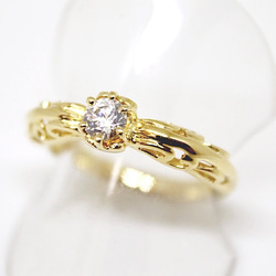 foliage scroll heart ring / CZ (gold plating) 4mm 第2張的照片