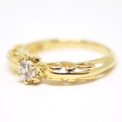 foliage scroll heart ring / CZ (gold plating) 4mm 第5張的照片