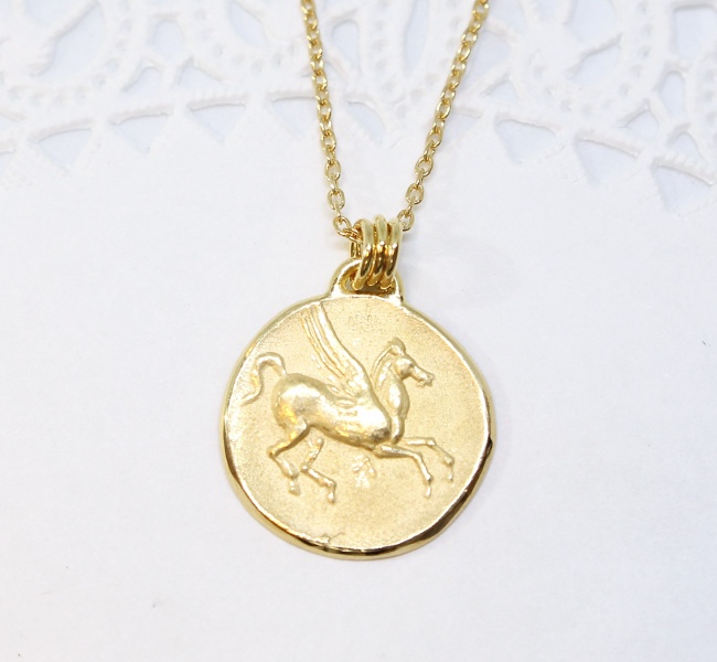 ペガサスのコインネックレス・K24純金メッキ