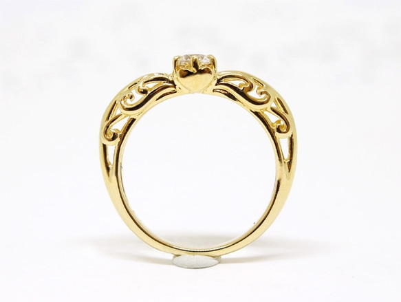 foliage scroll heart ring / Moonstone (gold plating) 4mm 第7張的照片