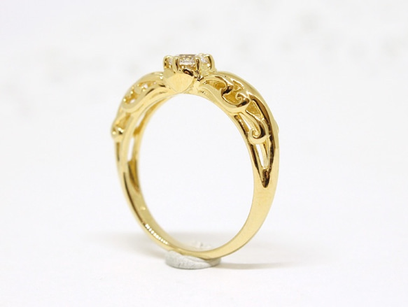 foliage scroll heart ring / Moonstone (gold plating) 4mm 第8張的照片