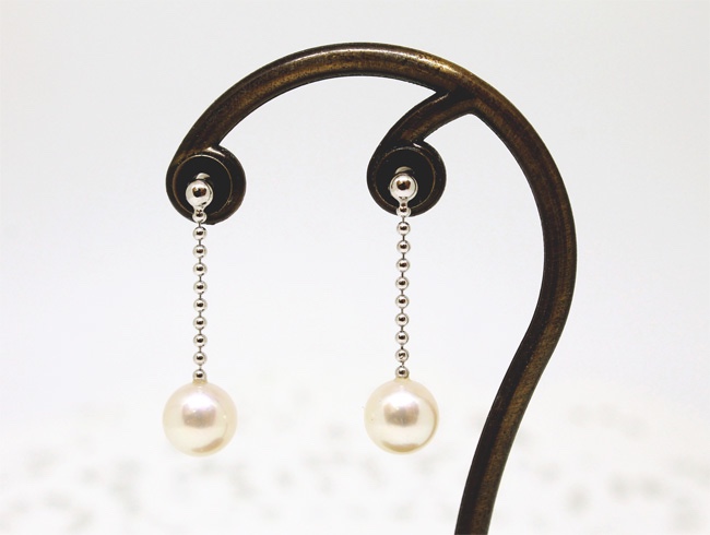 Ball chain pearl pierce  (K18WG)