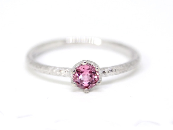 round cut tourmaline ring [4mm] (rhodium plating) 第1張的照片