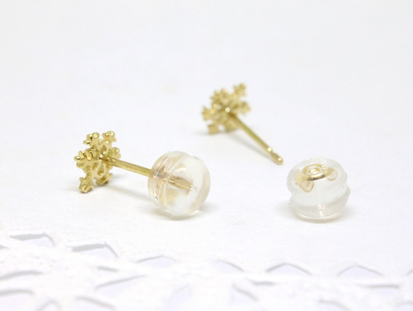 snow crystal small pierce / K18YG 第3張的照片