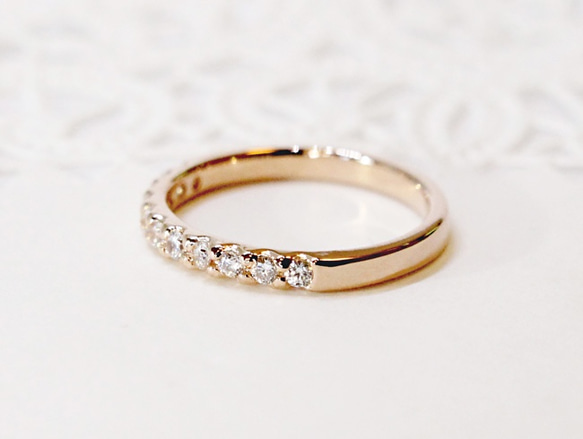 Half eternity CZ ring B (pink gold plating)【受注制作】 2枚目の画像