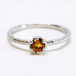 round cut citrine ring [4mm] (rhodium plating) 第1張的照片