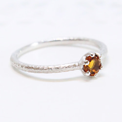 round cut citrine ring [4mm] (rhodium plating) 第2張的照片