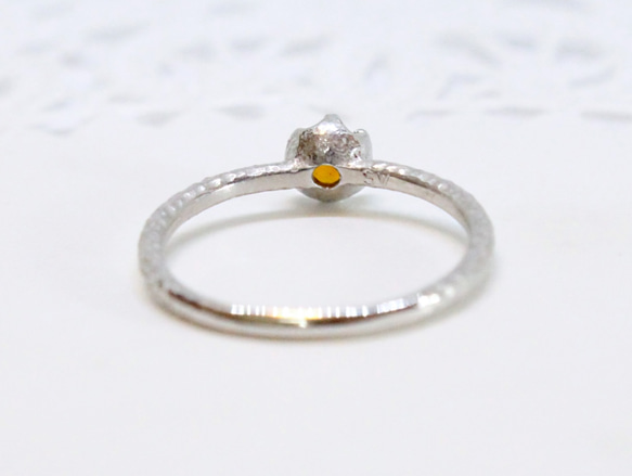 round cut citrine ring [4mm] (rhodium plating) 第4張的照片