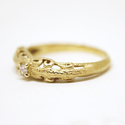 foliage scroll ring ( gold plating , matte) / diamond 0.03ct 3枚目の画像