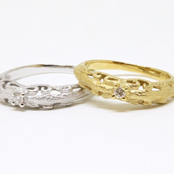 foliage scroll ring ( gold plating , matte) / diamond 0.03ct 8枚目の画像