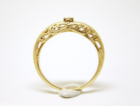 foliage scroll ring ( gold plating , matte) / diamond 0.03ct 5枚目の画像
