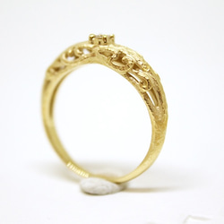 foliage scroll ring ( gold plating , matte) / diamond 0.03ct 6枚目の画像