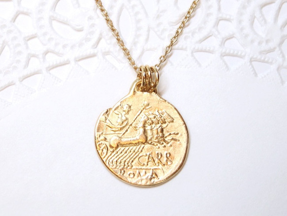 coin necklace Chariot (gold plating)・トップのみ２点 2枚目の画像