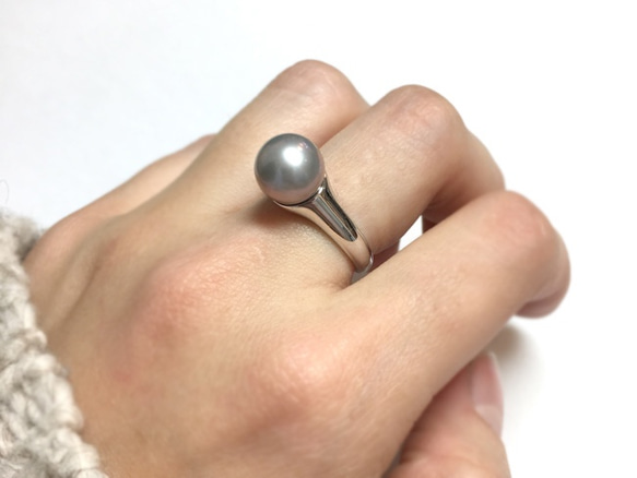 珍珠戒指9mm以上《銀》 第7張的照片