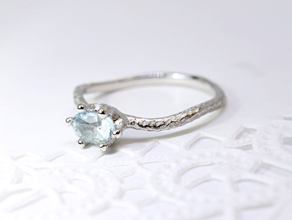 K10WG Wave ring / aquamarine 第2張的照片