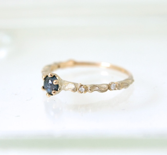 K10 / Rose cut Color Diamond ring 第3張的照片