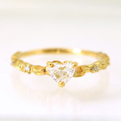 K18/ lace diamond ring [0.447ct]【heart shaped・F color】 2枚目の画像