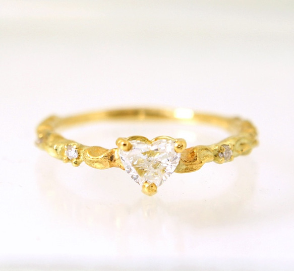 K18/ lace diamond ring [0.447ct]【heart shaped・F color】 2枚目の画像