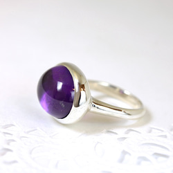 Silver Amethyst cabochon ring 第3張的照片