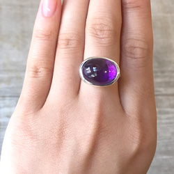 Silver Amethyst cabochon ring 第4張的照片