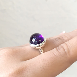 Silver Amethyst cabochon ring 第6張的照片