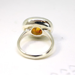 Silver Amber cabochon ring 第3張的照片