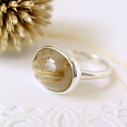 Silver Rutile quartz cabochon ring 第2張的照片