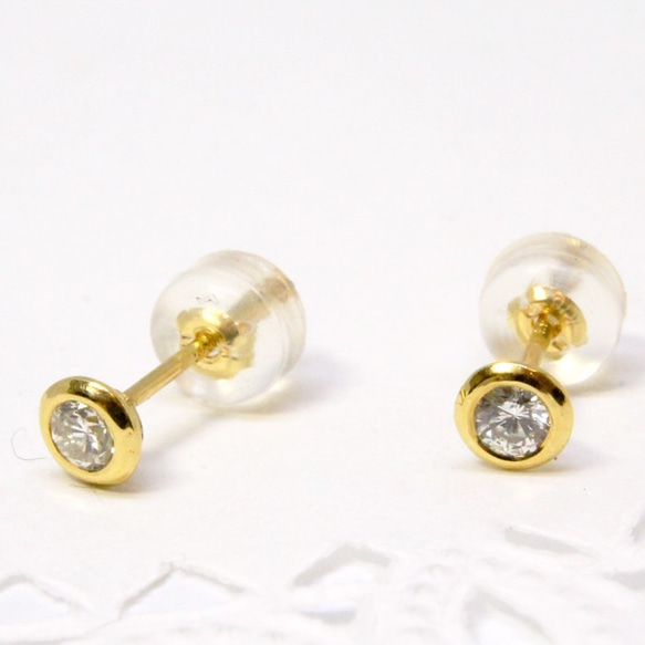 K18 一粒スタッドダイヤ フクリンピアス – SISTINA JEWELRY