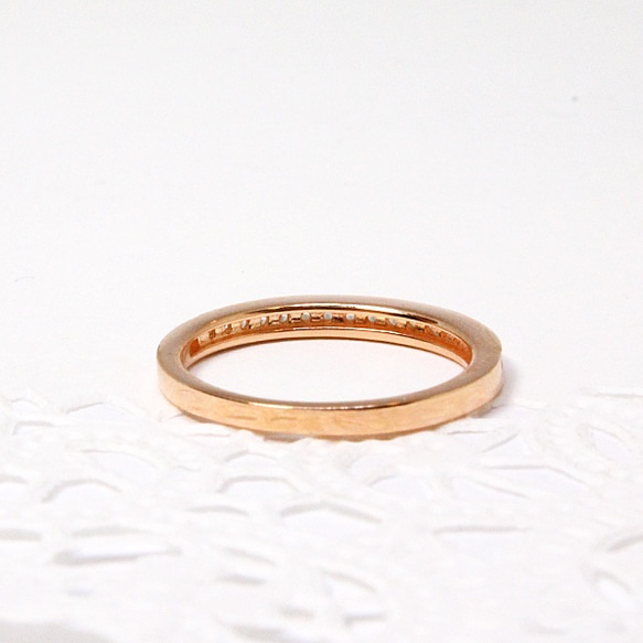 CZ半永恆戒指（18石型）/玫瑰金色 第3張的照片