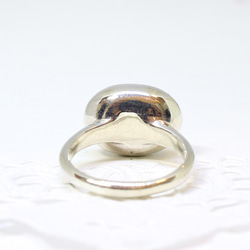 玫瑰石英凸圓形戒指[銀色] 第4張的照片