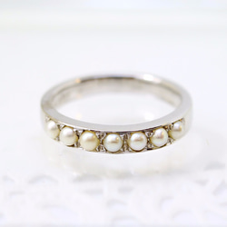 Half eternity baby pearl ring (K18WG) 第1張的照片