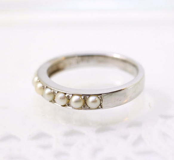 Half eternity baby pearl ring (K18WG) 第2張的照片