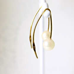 Akoya珍珠吊墜耳環（銀色/ K18鍍層） 第2張的照片