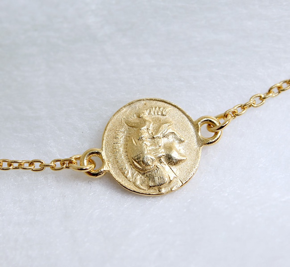 迷你硬幣腳鍊 Athena，鍍純金 第3張的照片