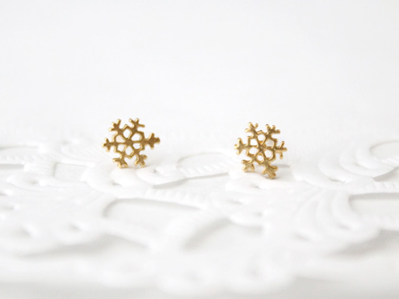 snow crystal small pierce (gold plating) 第1張的照片