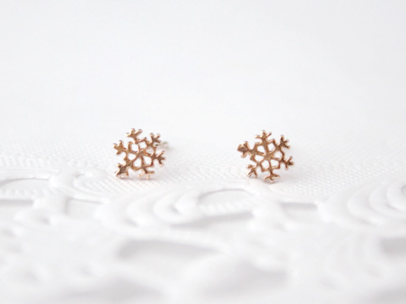 snow crystal small pierce (pink gold plating) 第1張的照片