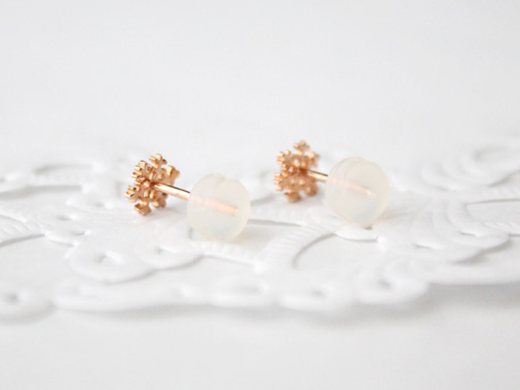 snow crystal small pierce (pink gold plating) 第3張的照片