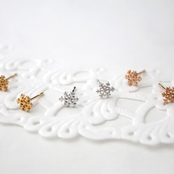 snow crystal small pierce (pink gold plating) 第4張的照片