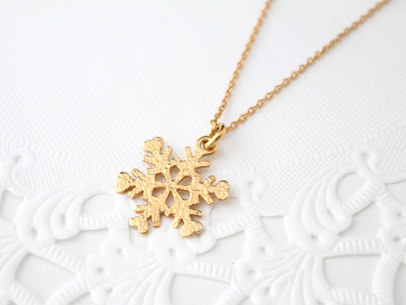 snow crystal necklace (gold plating) 第2張的照片