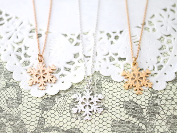 snow crystal necklace (gold plating) 第7張的照片