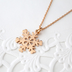 snow crystal necklace (pink gold plating) 第1張的照片