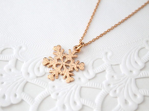 snow crystal necklace (pink gold plating) 第1張的照片