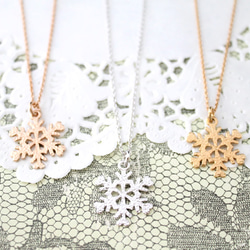 snow crystal necklace (pink gold plating) 第3張的照片