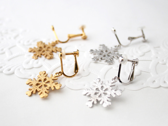 snow crystal earring (rhodium plating) 第2張的照片