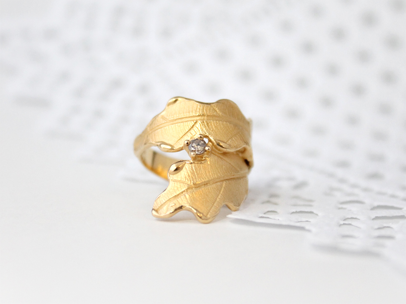 leaf vein ring (gold plating)